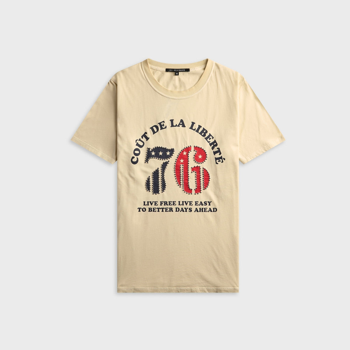 Coût De La Liberté Sammy 'CDLL 76' Embellished Short Sleeve Tee - Vintage Cream
