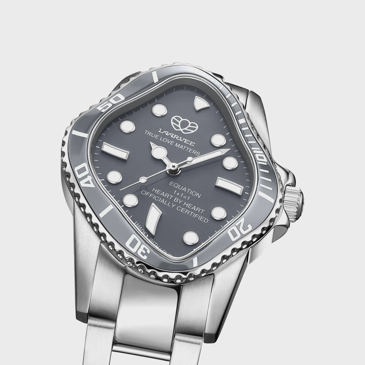 LAARVEE Silver Precision Steel - Grey Ceramic Bezel / Grey Dial
