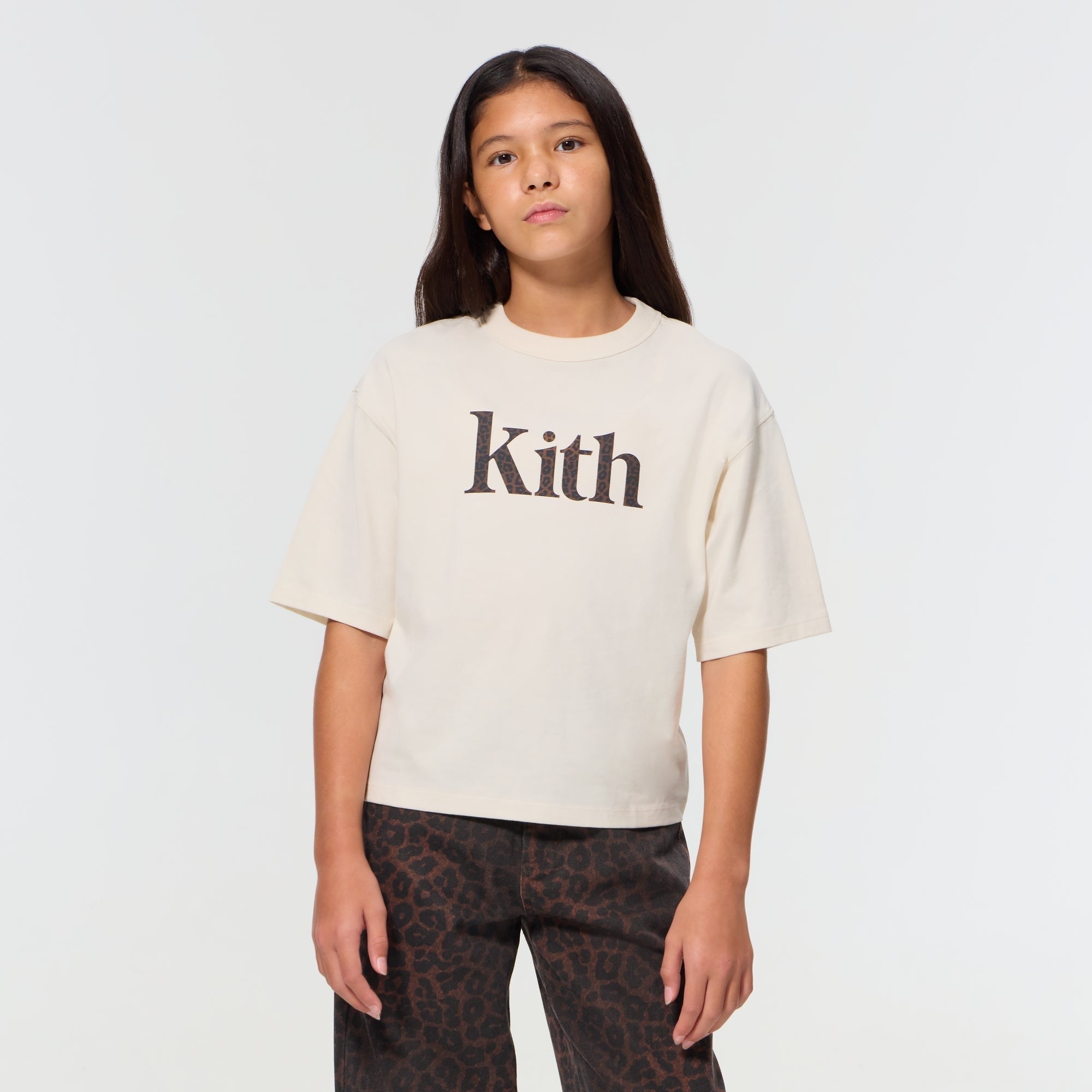 Kith Kids Leopard Serif Leonard Tee - Sandrift - PH