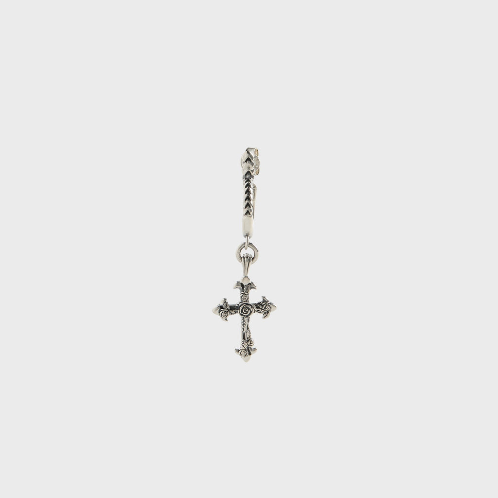 Emanuele Bicocchi Rose Cross Earring - Silver