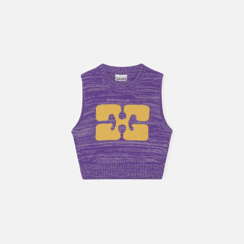 Ganni Graphic Cropped Vest - Purple Wine