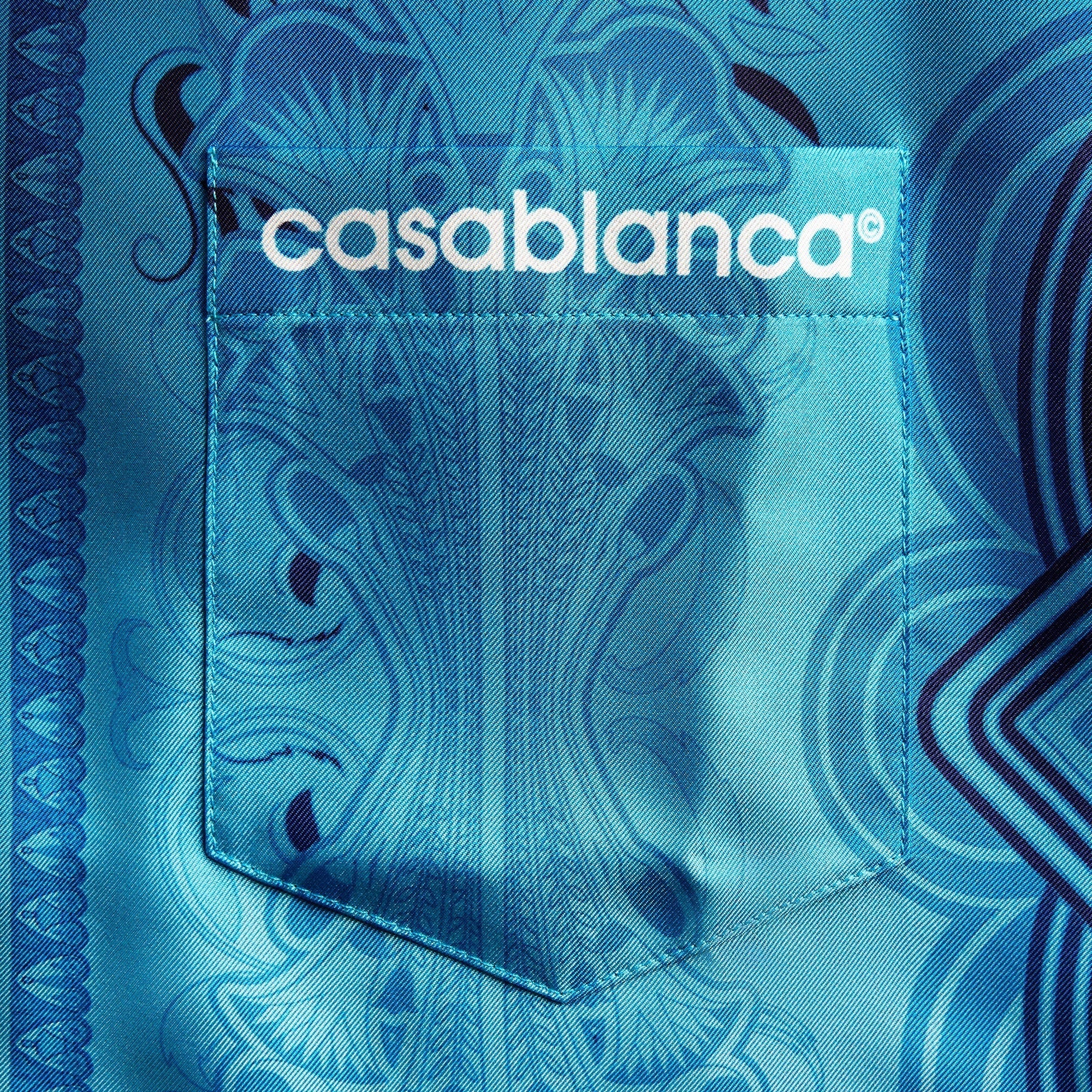 Casablanca Gradient Egyptian Rug Short Sleeve Silk Shirt - Blue