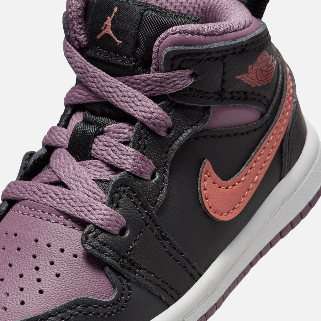Nike TD Air Jordan 1 Mid Se - Black / Sky J Orange / Sky J Mauve / White