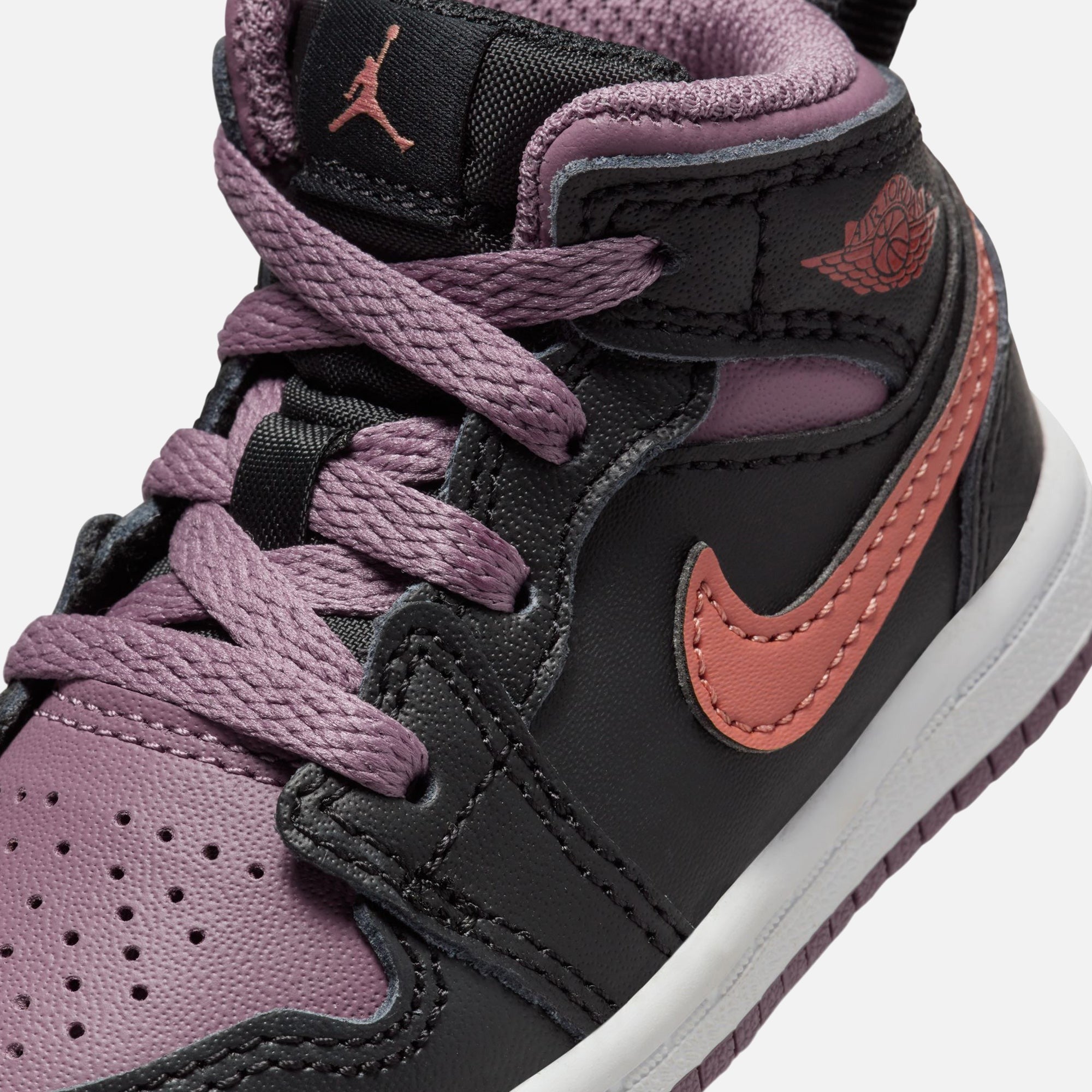 Nike TD Air Jordan 1 Mid Se - Black / Sky J Orange / Sky J Mauve / White