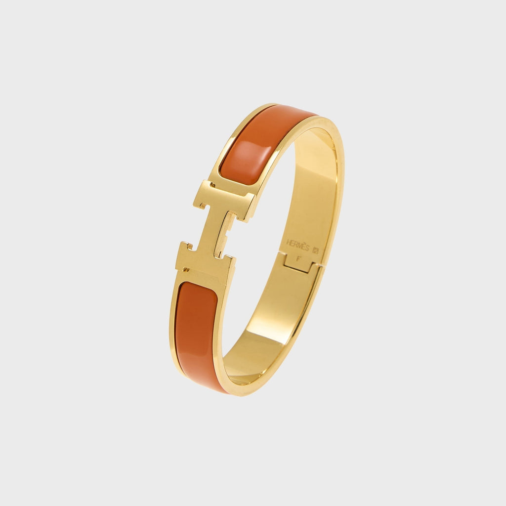 WGACA Hermes Clic H Bracelet Narrow Bracelet - Orange / Gold
