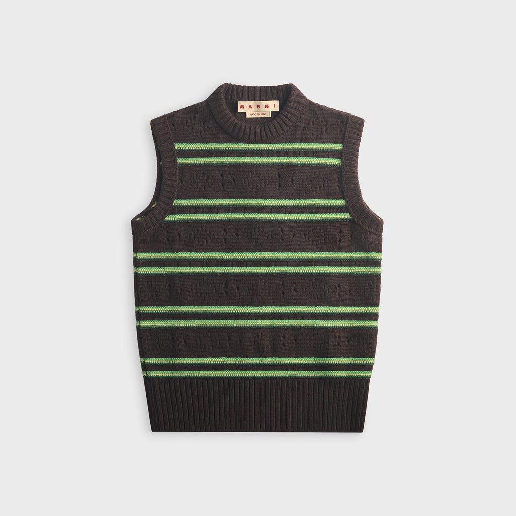 Marni Cashmere Vest With Openwork Knit - Brown