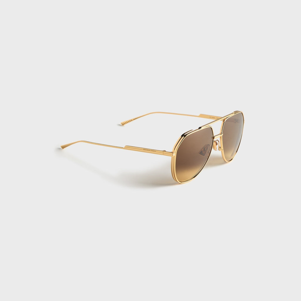 Bottega Veneta Light Ribbon 60MM Pilot Sunglasses - Gold / Brown