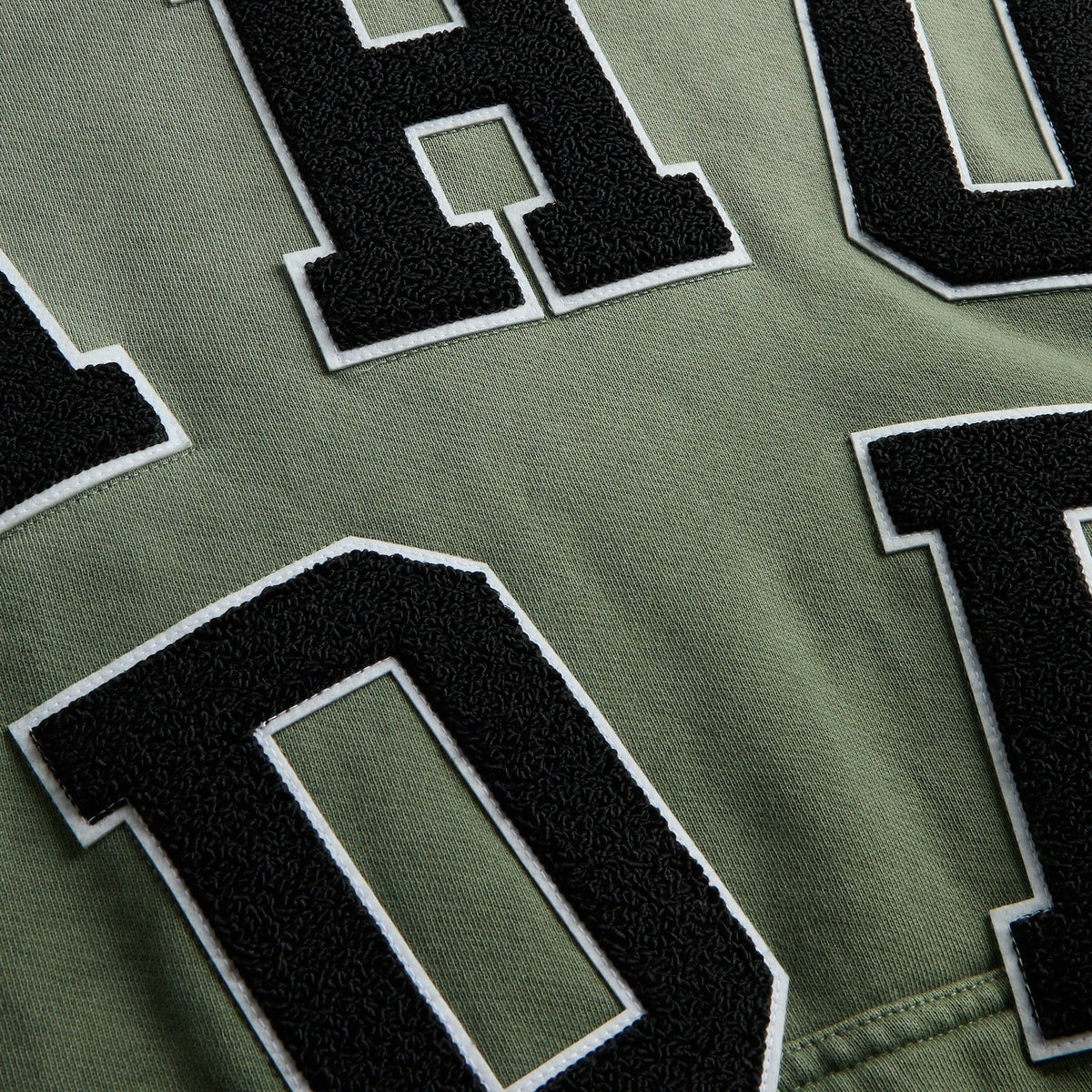 Rhude Chenille Patch Logo Hoodie - Washed Olive / Black
