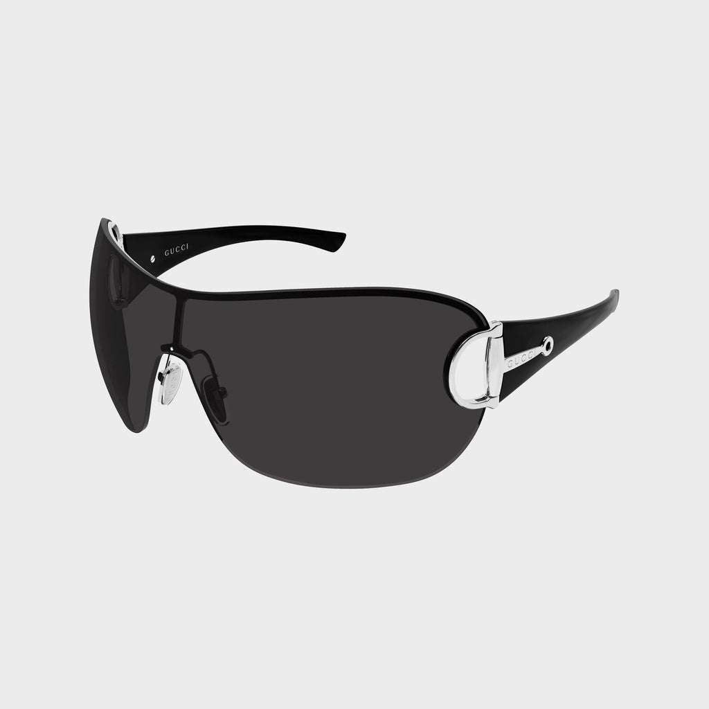 Gucci Rimless Mask Sunglasses - Silver / Black / Grey