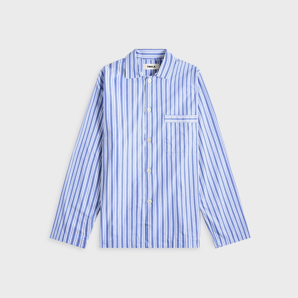 Tekla Cotton Poplin Pyjama Shirt - Penny Stripes
