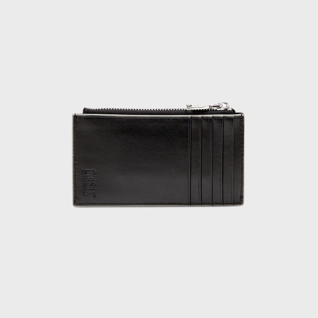 Diesel Mirror Leather Card Holder - Silver