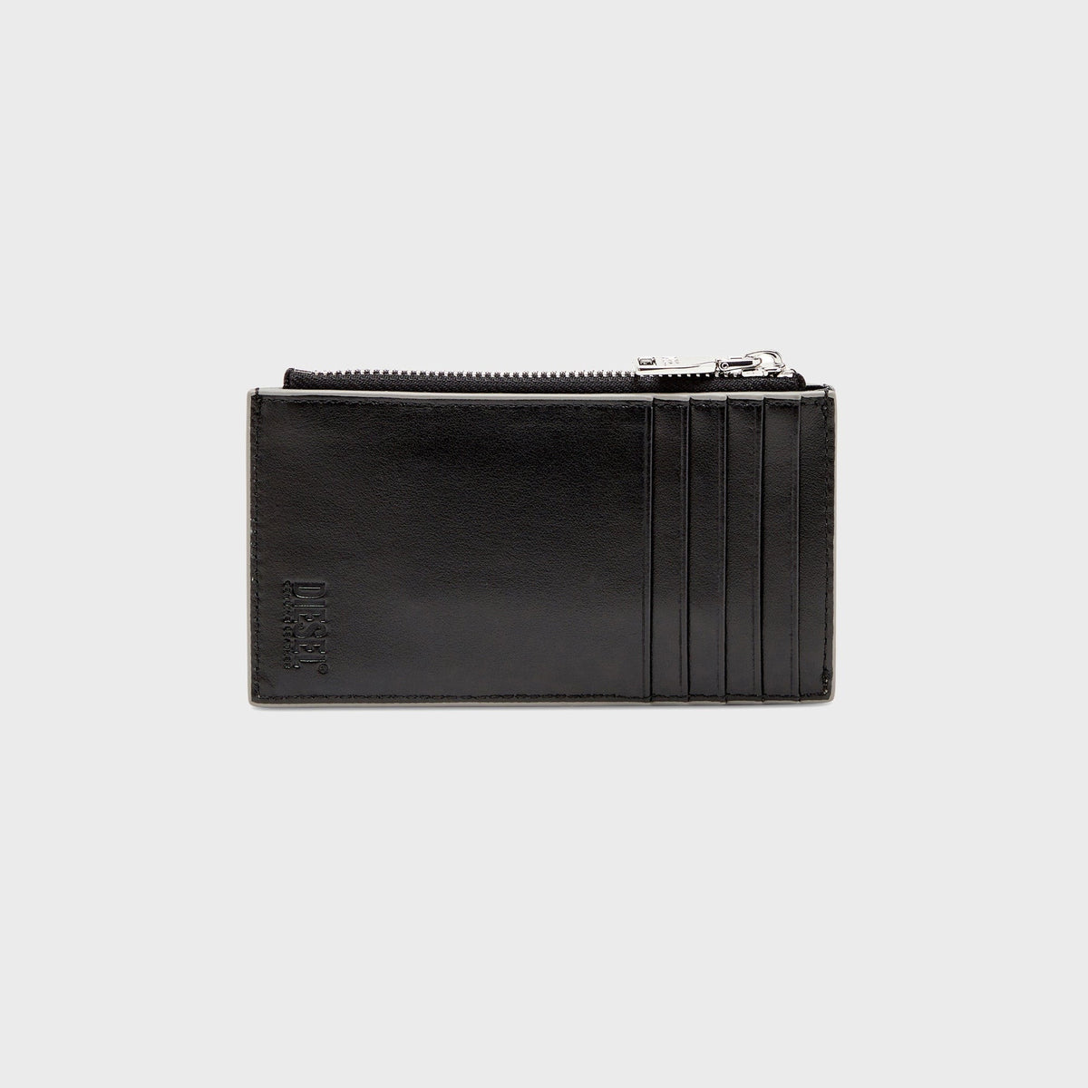Diesel Mirror Leather Card Holder - Silver