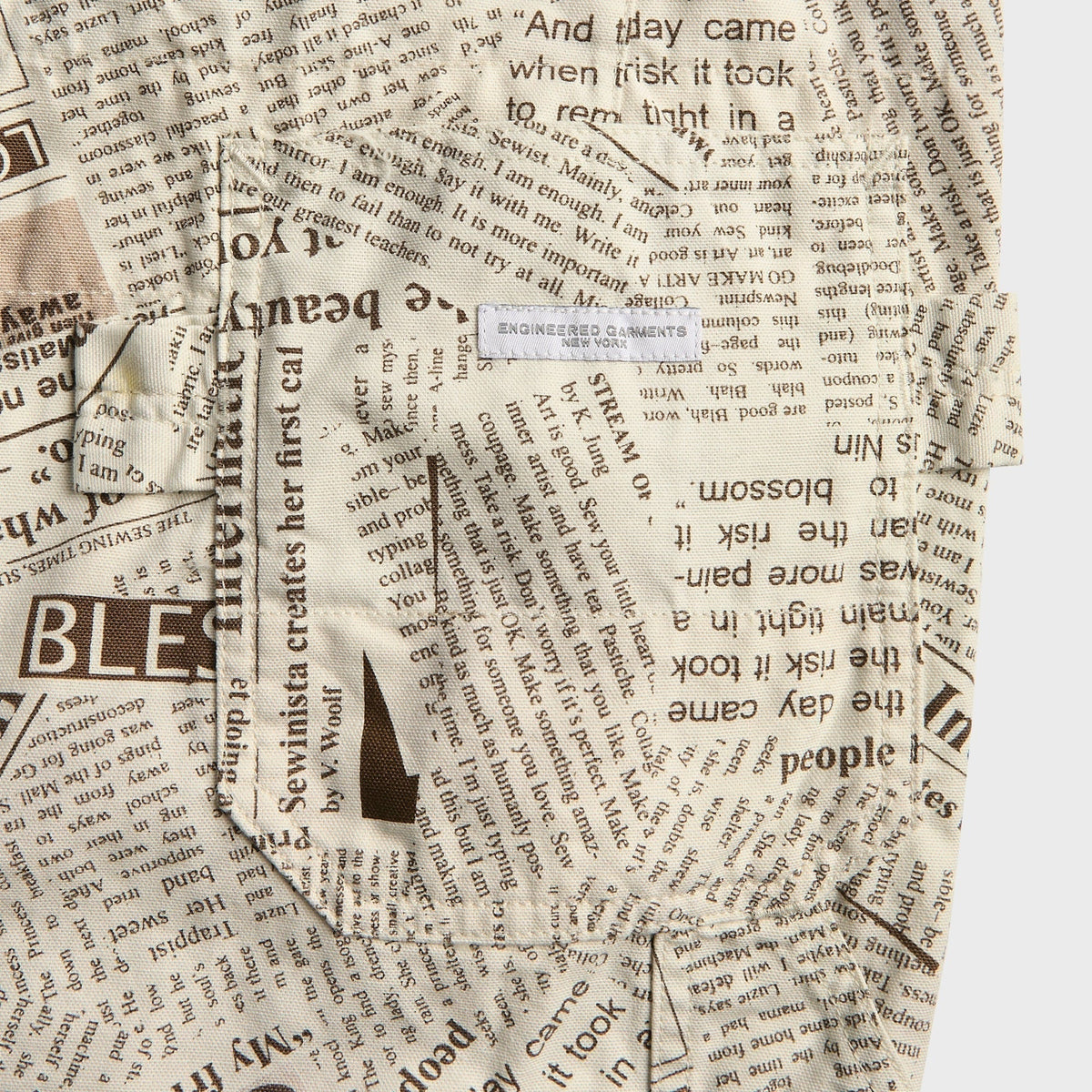 Engineered Garments Cotton Newspaper Print Canvas Painter Pant - White
