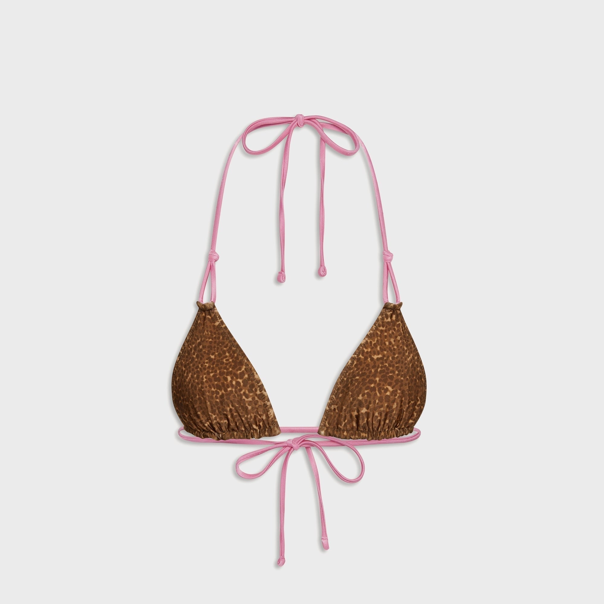 Frankies Bikinis Ari Reversible Satin Bikini Top - Vintage Cheetah