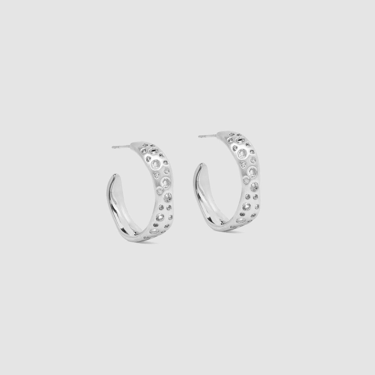 Black Suede Studio Wave Earring - Silver