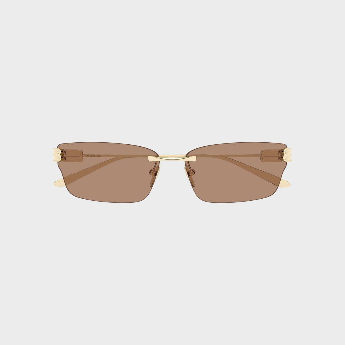 Balenciaga BB0487S Metal Rectangle Sunglasses - Gold / Brown