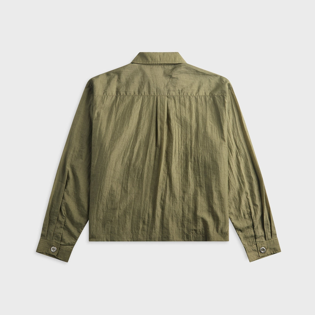 Brain Dead Cropped Nylon Button Up Shirt - Army
