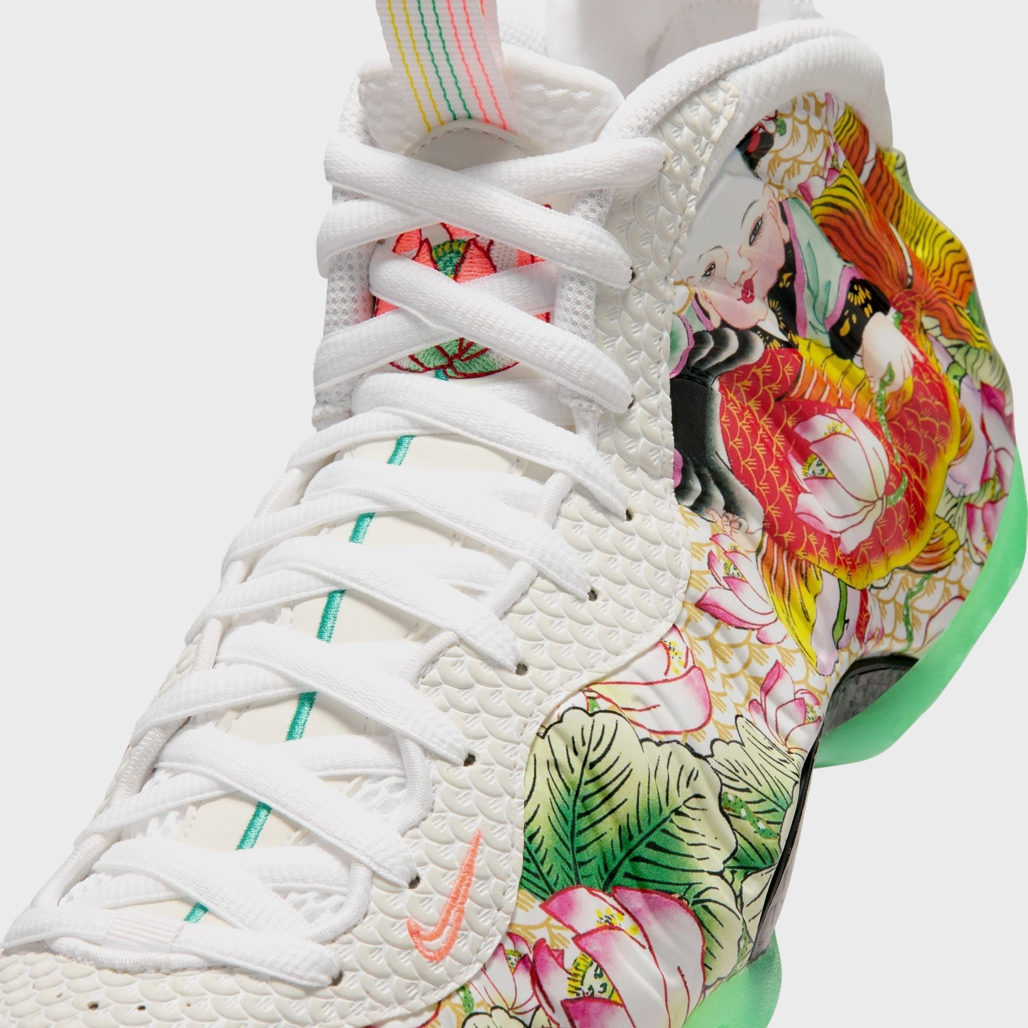 Nike Air Foamposite One - White / Light Poison Green / Black / Lava Glow / Tour Yellow