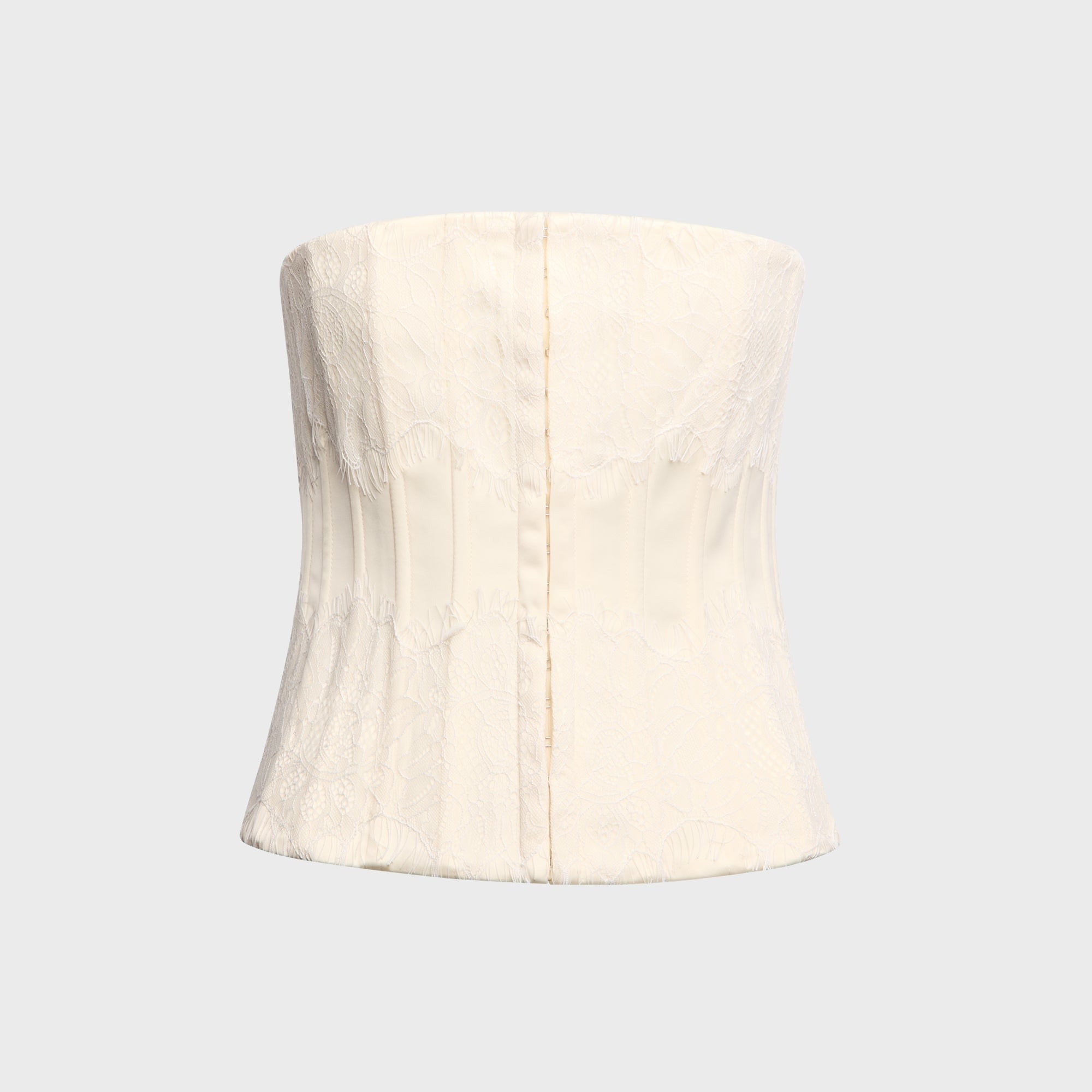 GUIZIO Eliane Lace Embellished Satin Corset Top - Ivory