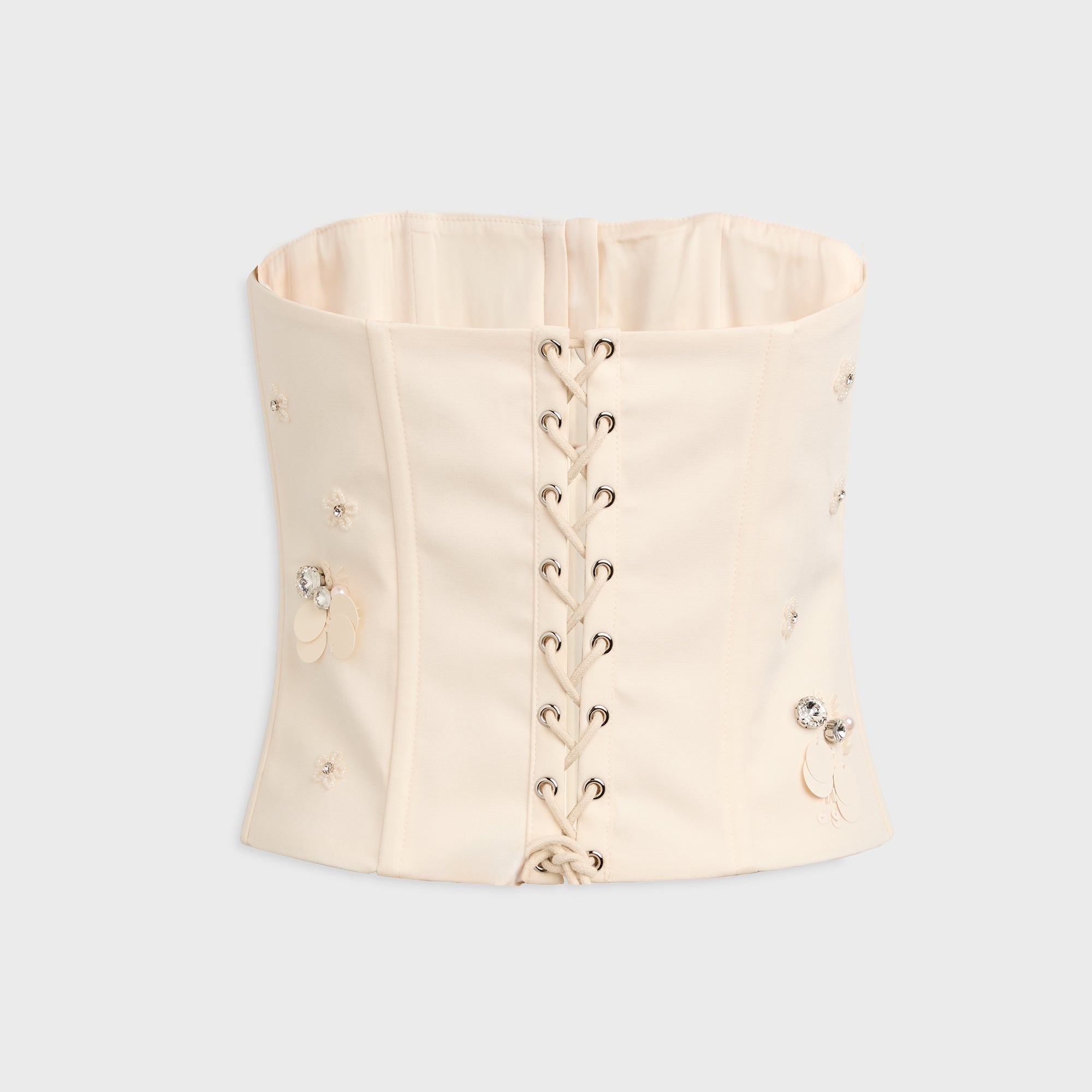 GUIZIO Embellished Twill Corset - Ivory