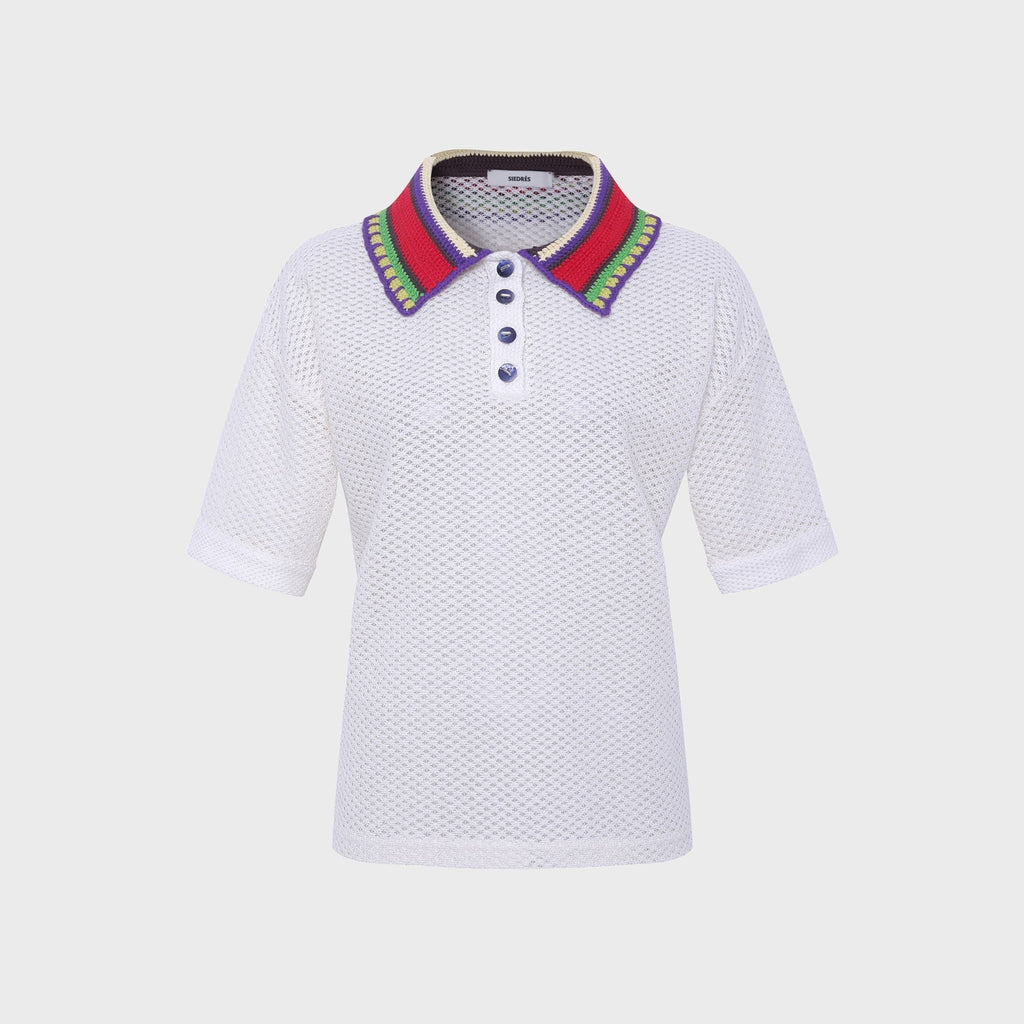 Siedres Leo Boxy Fit Short-Sleeve Polo - Ecru