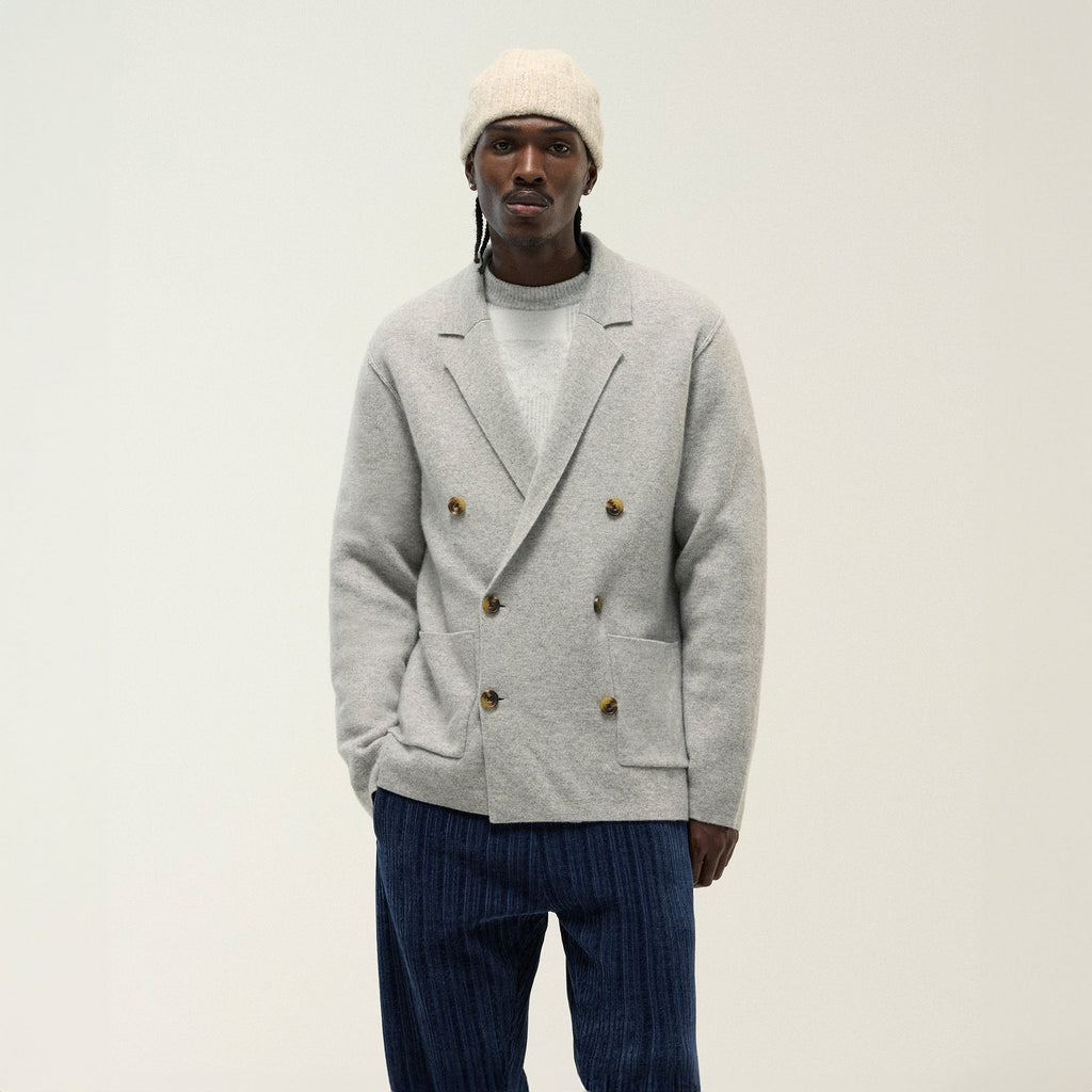 &Kin Cashmere Raya Double Breasted Blazer - Medium Heather Grey