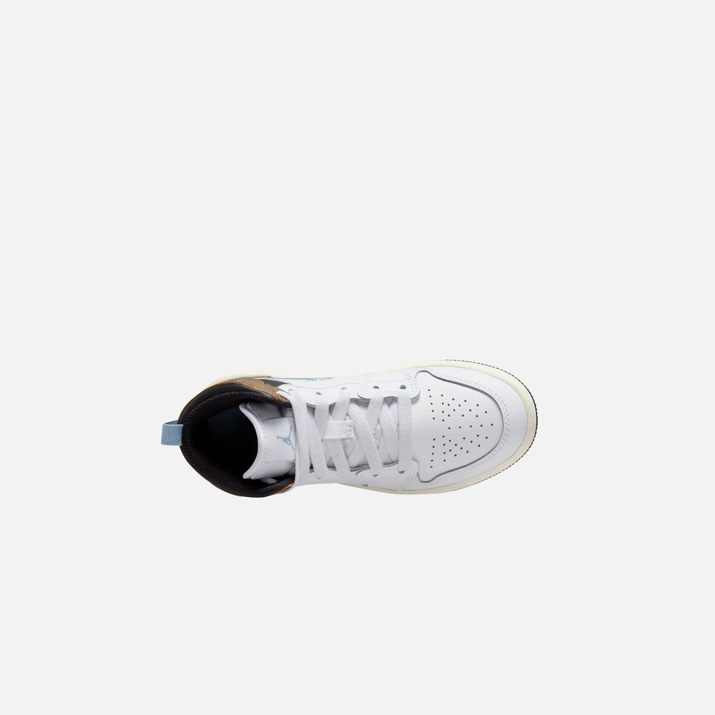 Jordan PS Air Jordan 1 Mid SE - White / Blue Grey / Black Sail