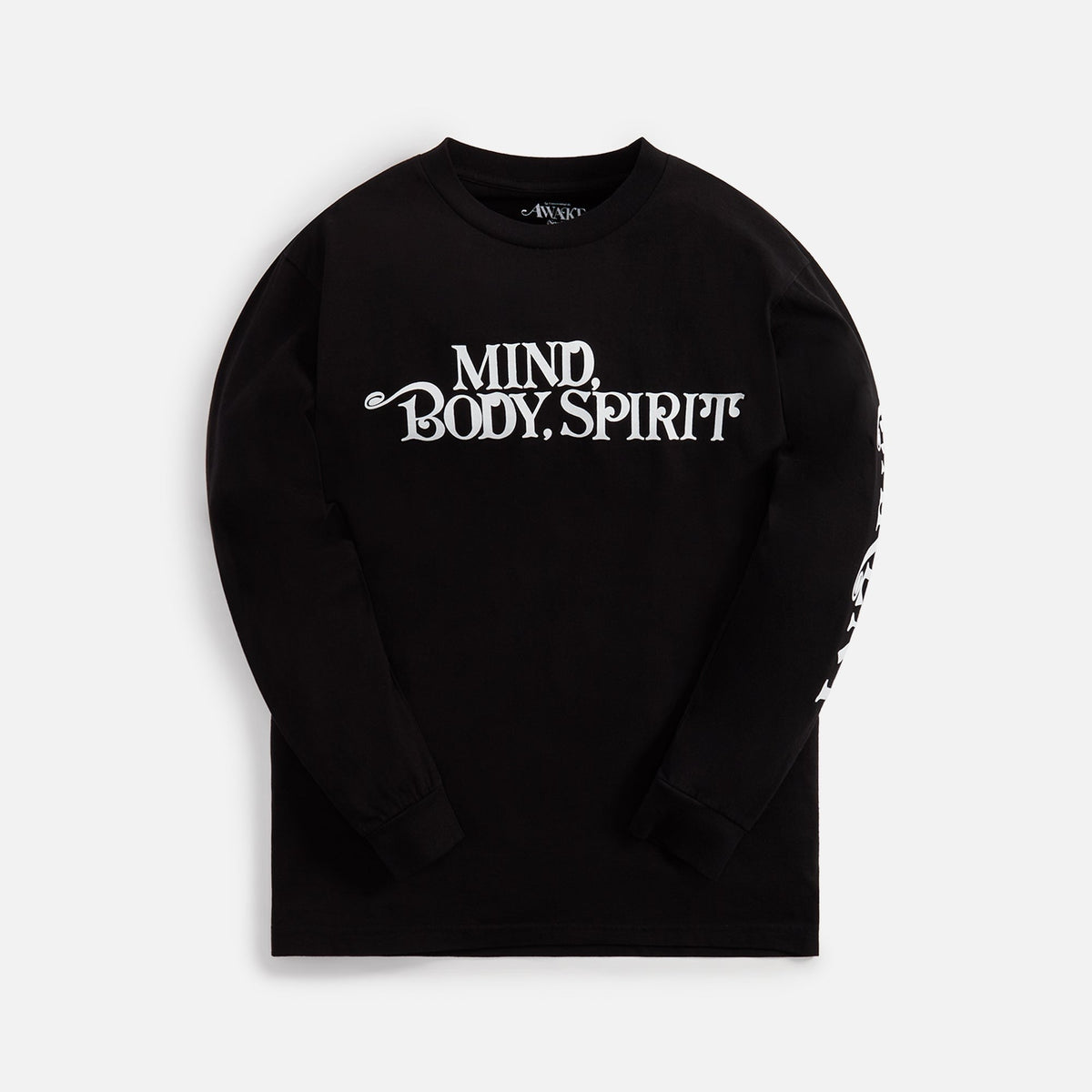 Awake NY Mind Body Spirit Printed Long Sleeve Tee - Black