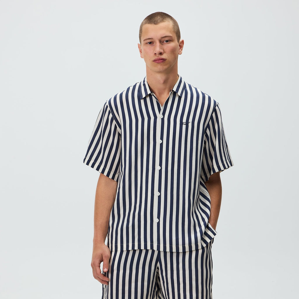 Kith Striped Thompson Camp Collar Shirt - Nocturnal