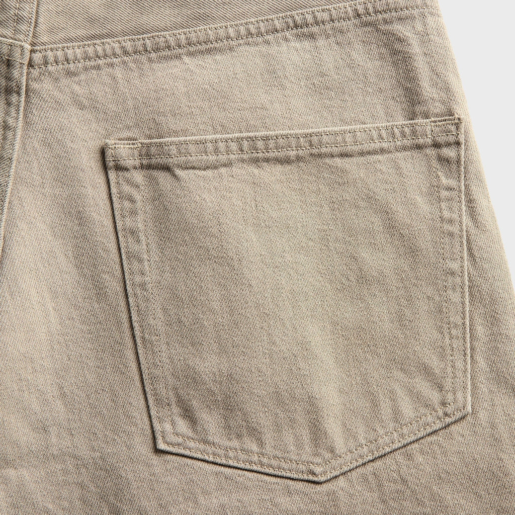Auralee Wide Leg Twist Brown Cotton Jean - Light Gray