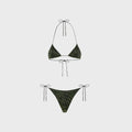 Oseree Lumiere Candy Two Piece Printed Lurex Bikini Set - Green / Black