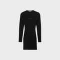Alexander Wang Textured Logo Sleeve Crewneck Dress - Black