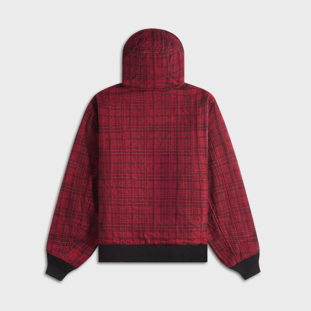 Needles Zipped Wool Glen Plaid Work Hoody - Red