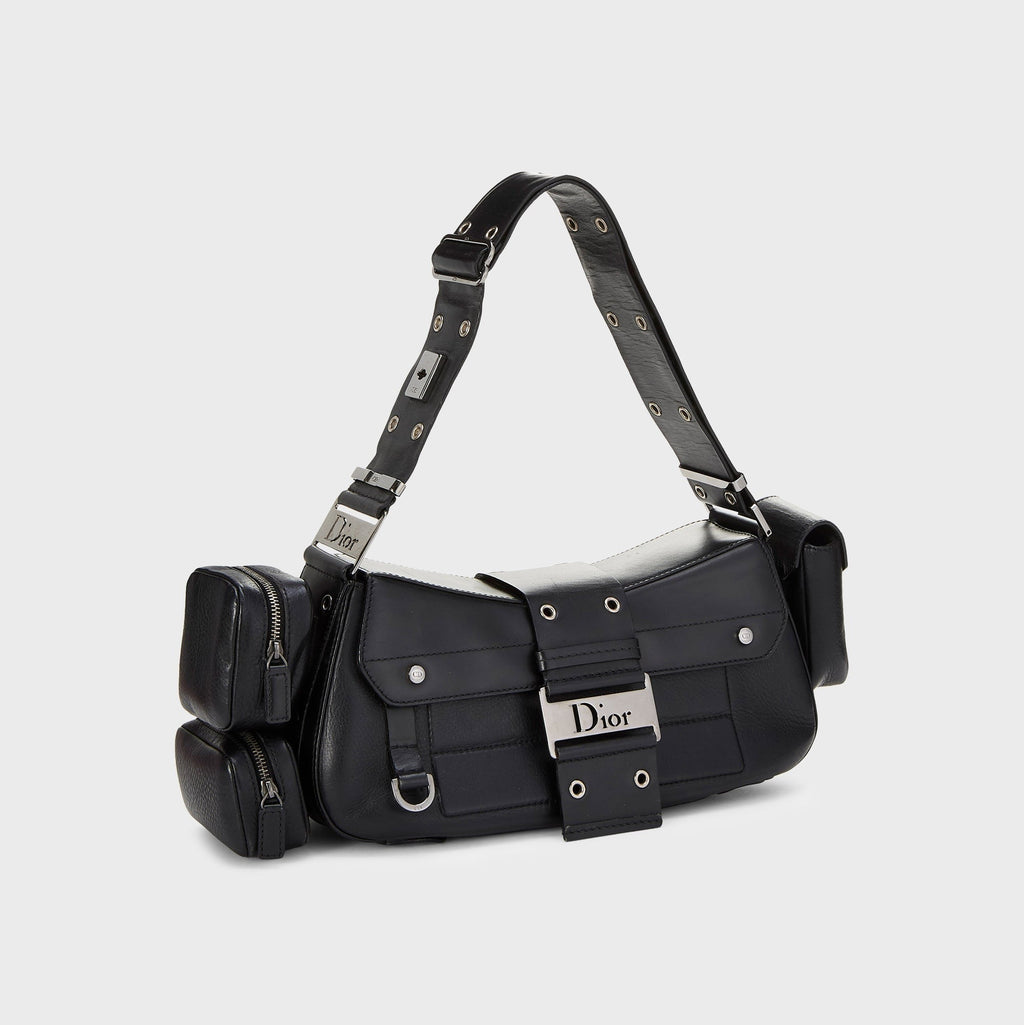 WGACA Dior Leather Street Chic Columbus Shoulder Bag - Black