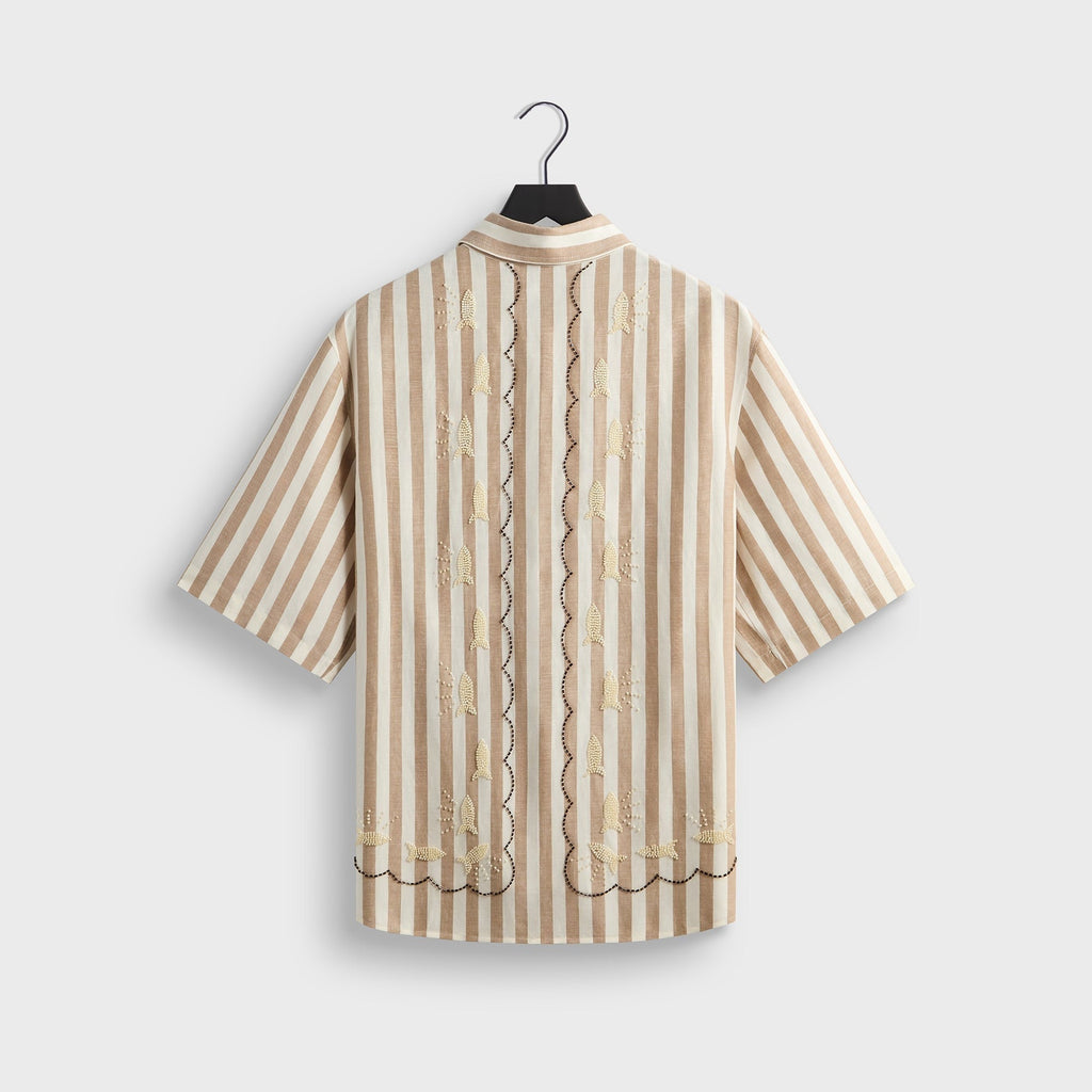 Kith Spun Silk Linen Stripe Paxton Buttondown - Chai