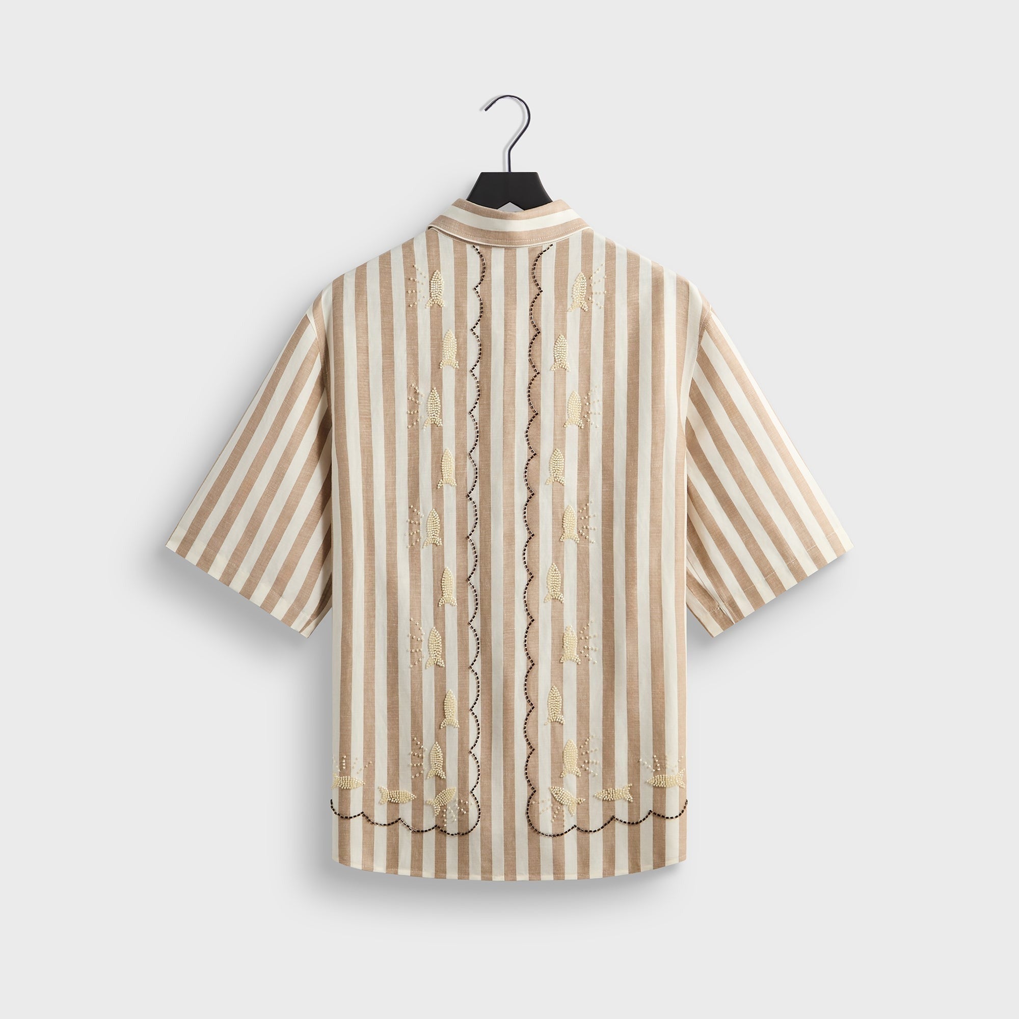 Kith Spun Silk Linen Stripe Paxton Buttondown - Chai