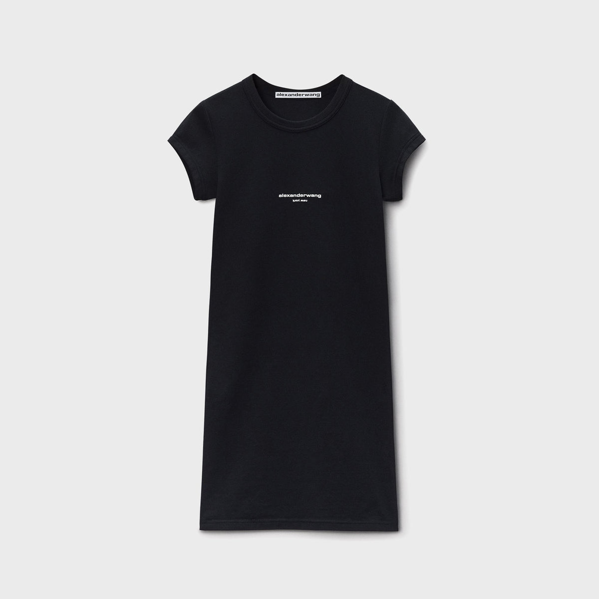 Alexander Wang Logo Fitted Short Sleeve Mini Dress - Black