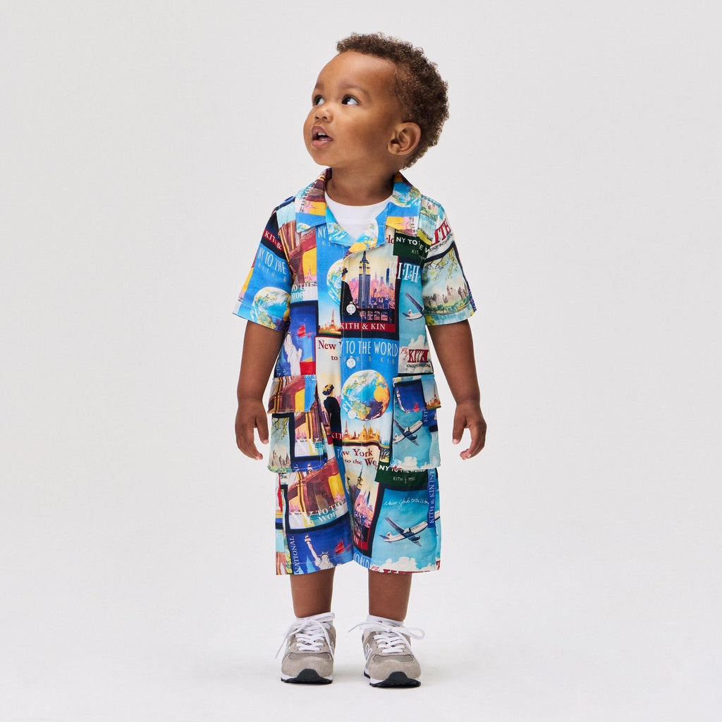 Kith Baby World Travel Printed Belmont Shortall - Nocturnal