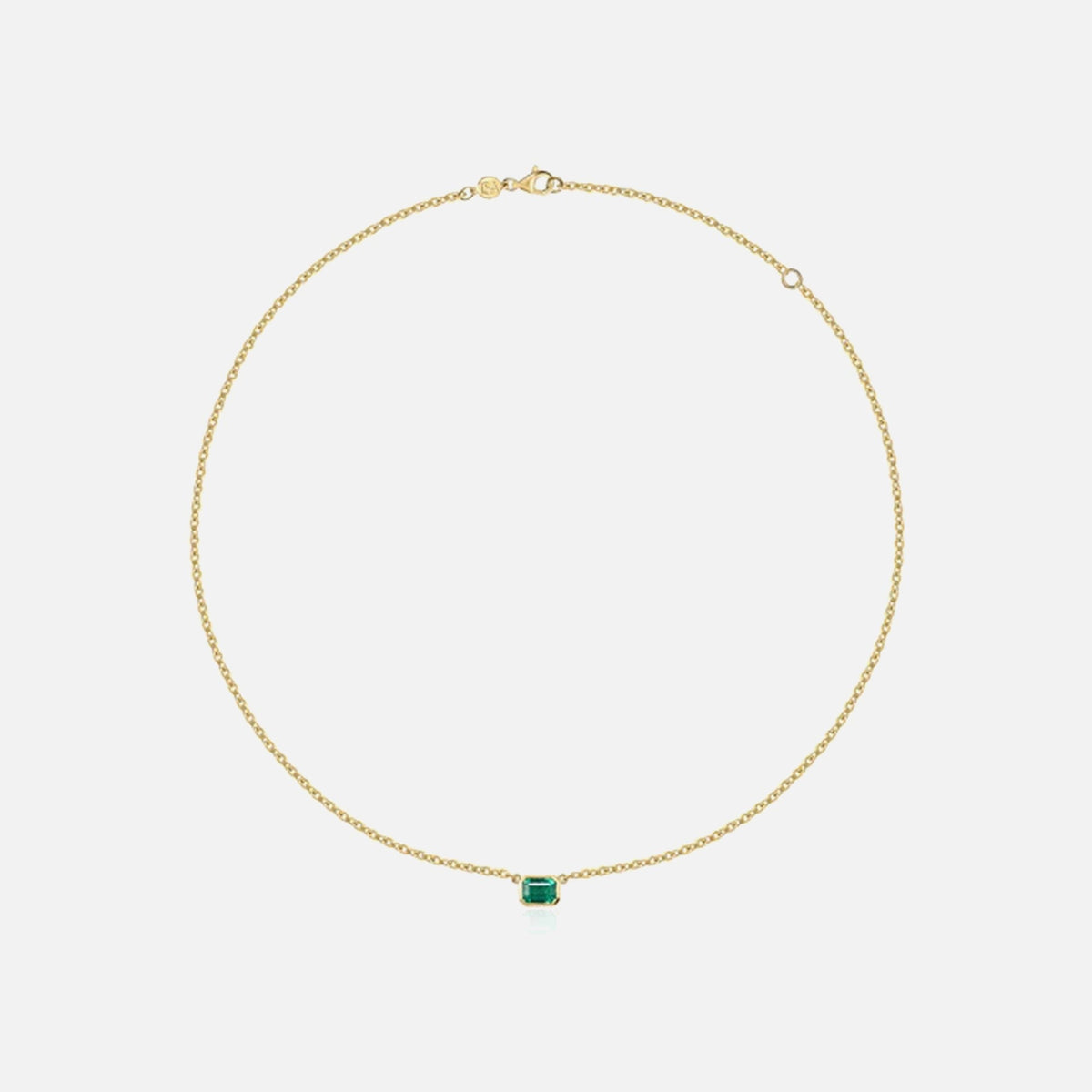 Isa Grutman Emerald Bezel Necklace - Yellow Gold