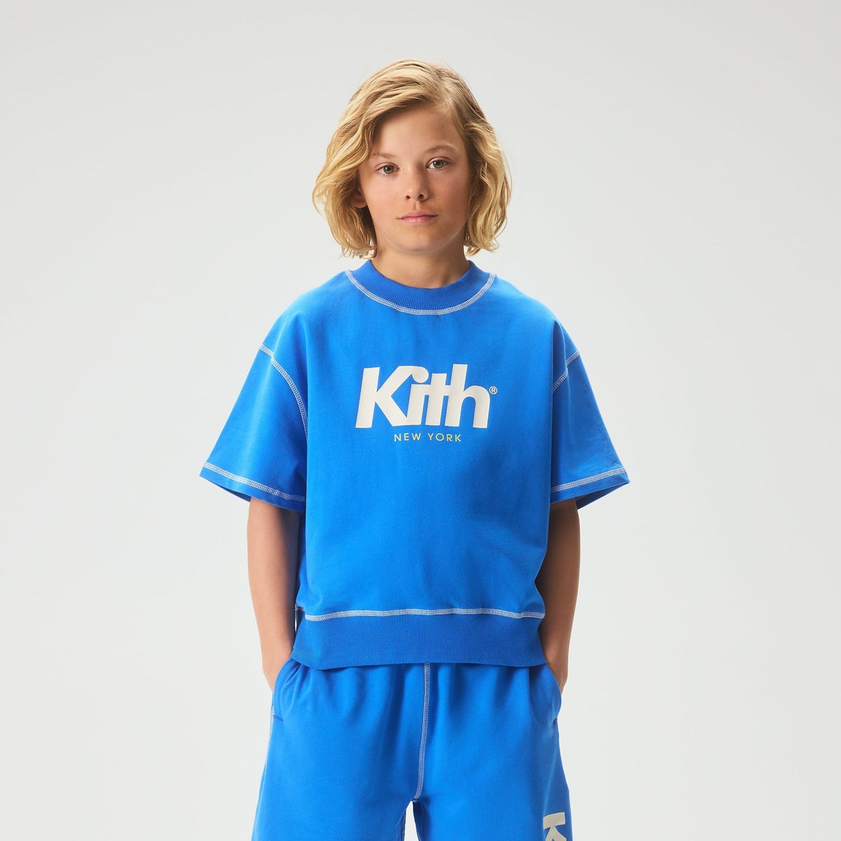 Kith Kids Short Sleeve Nelson Crewneck - Cobalt