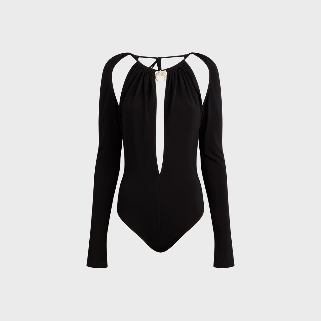 Marine Serre Draped Jersey Long Sleeve Top - Black