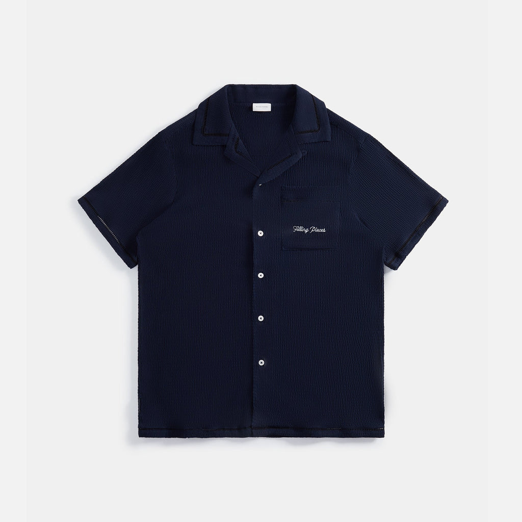 Filling Pieces Resort Shirt Seersucker - Navy