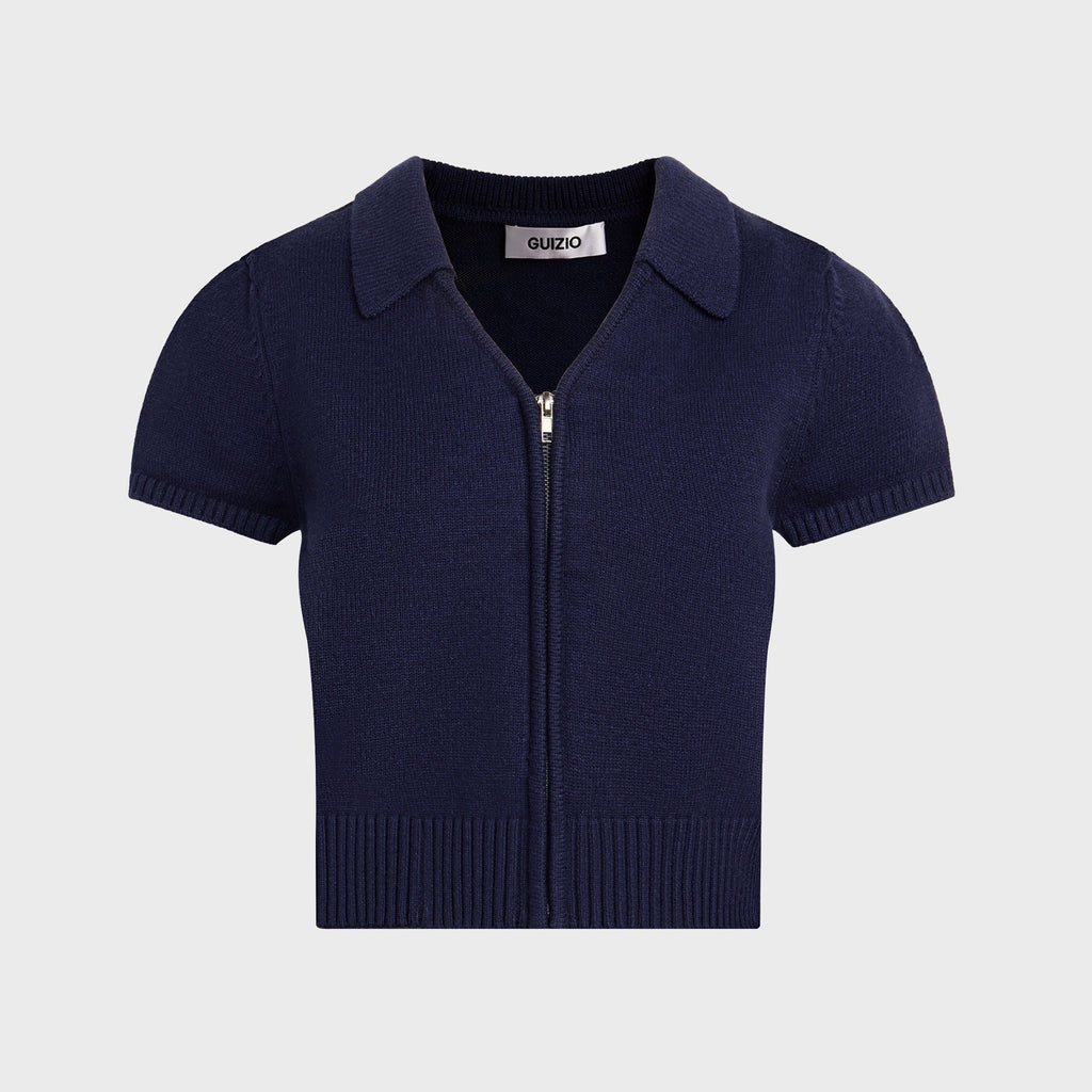 GUIZIO Calesia Zip Up Top - Navy