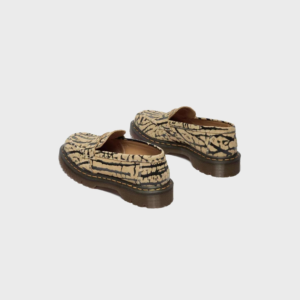 Dr. Martens Delapre Wild Emboss Suede Penny Loafer - Teak Brown / Black