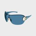 Gucci Rimless Mask Sunglasses - Gold / Blue