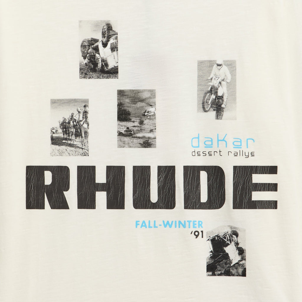 Rhude Winter 91 Rallye Long Sleeve Slub Tee - Vintage White / Vintage Black
