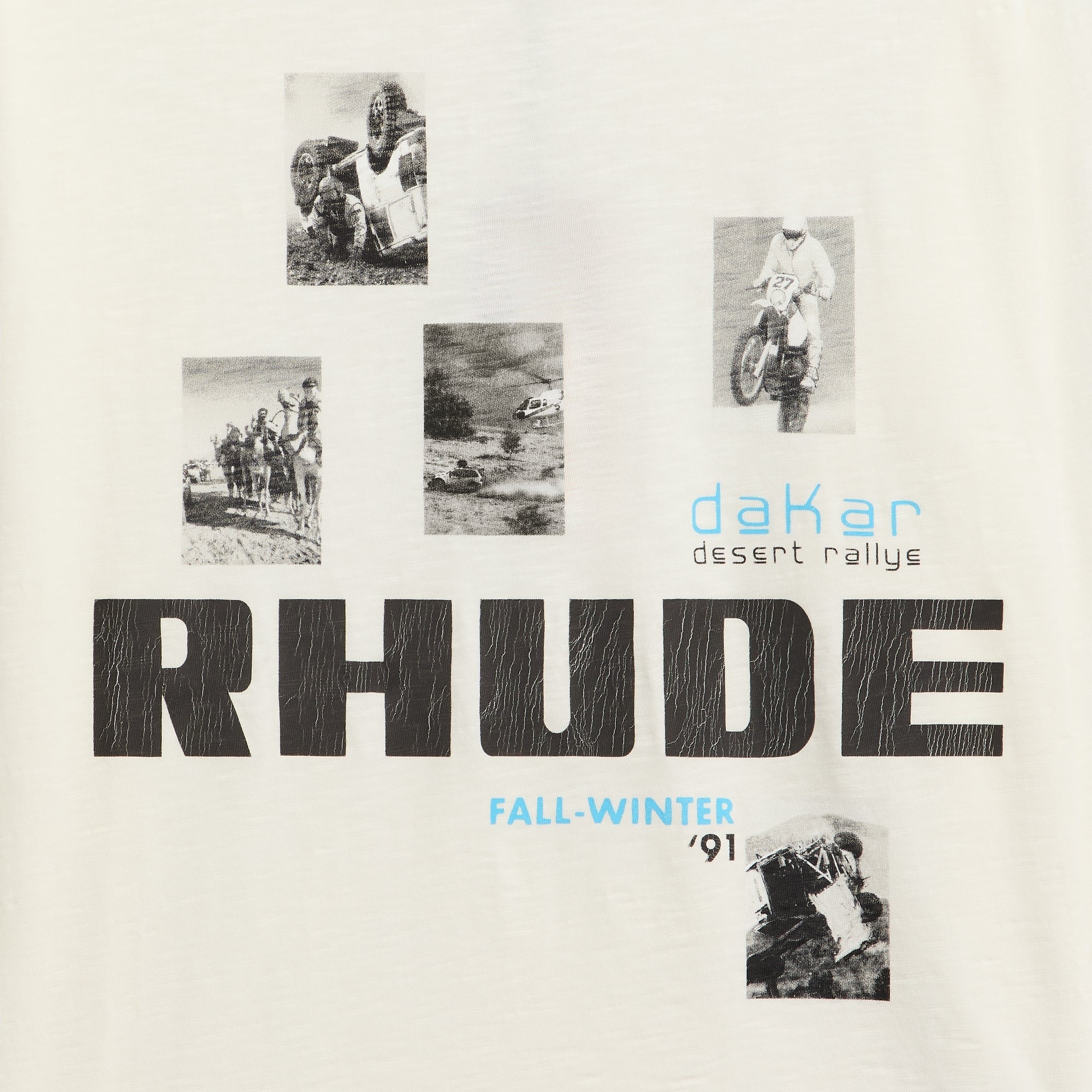 Rhude Winter 91 Rallye Long Sleeve Slub Tee - Vintage White / Vintage Black