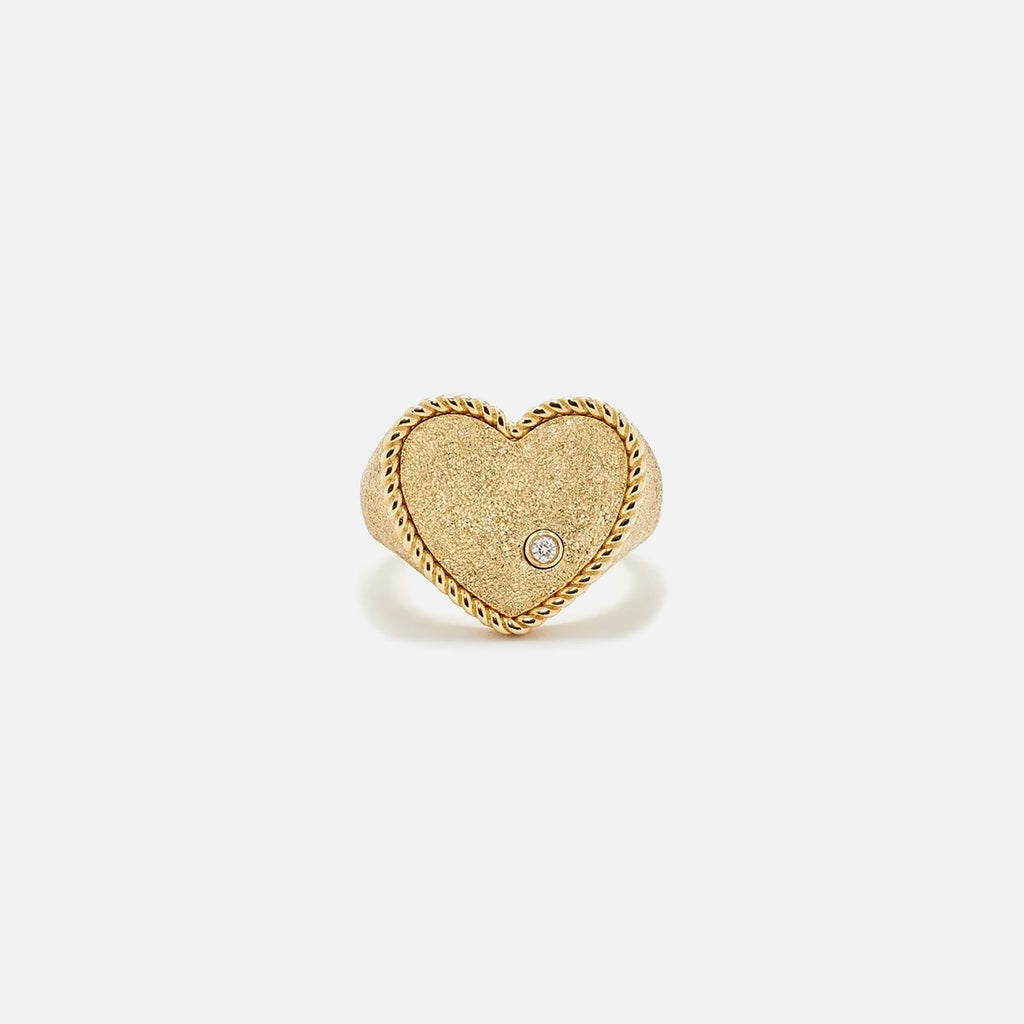 Yvonne Leon Chevaliere Coeur Pailletee Or Jaune - Yellow Gold