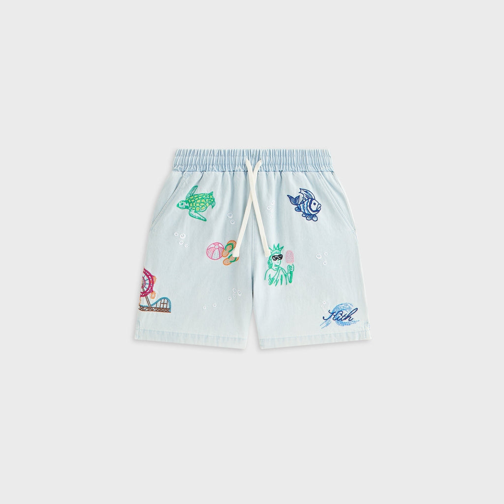 Kith Kids Novelty Thompson Camp Short - Light Indigo