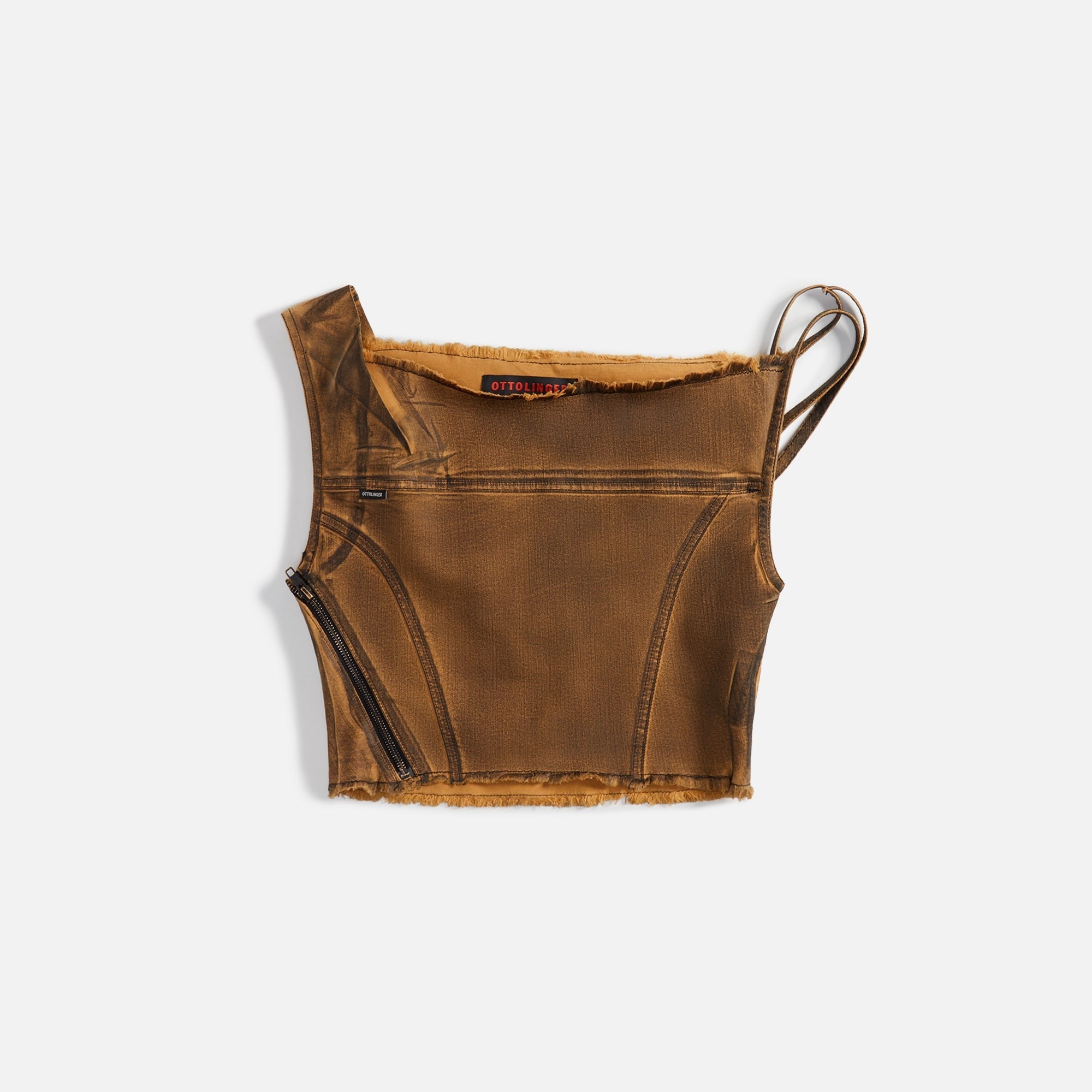 Ottolinger Denim Bustier Top - Brown Black Paint